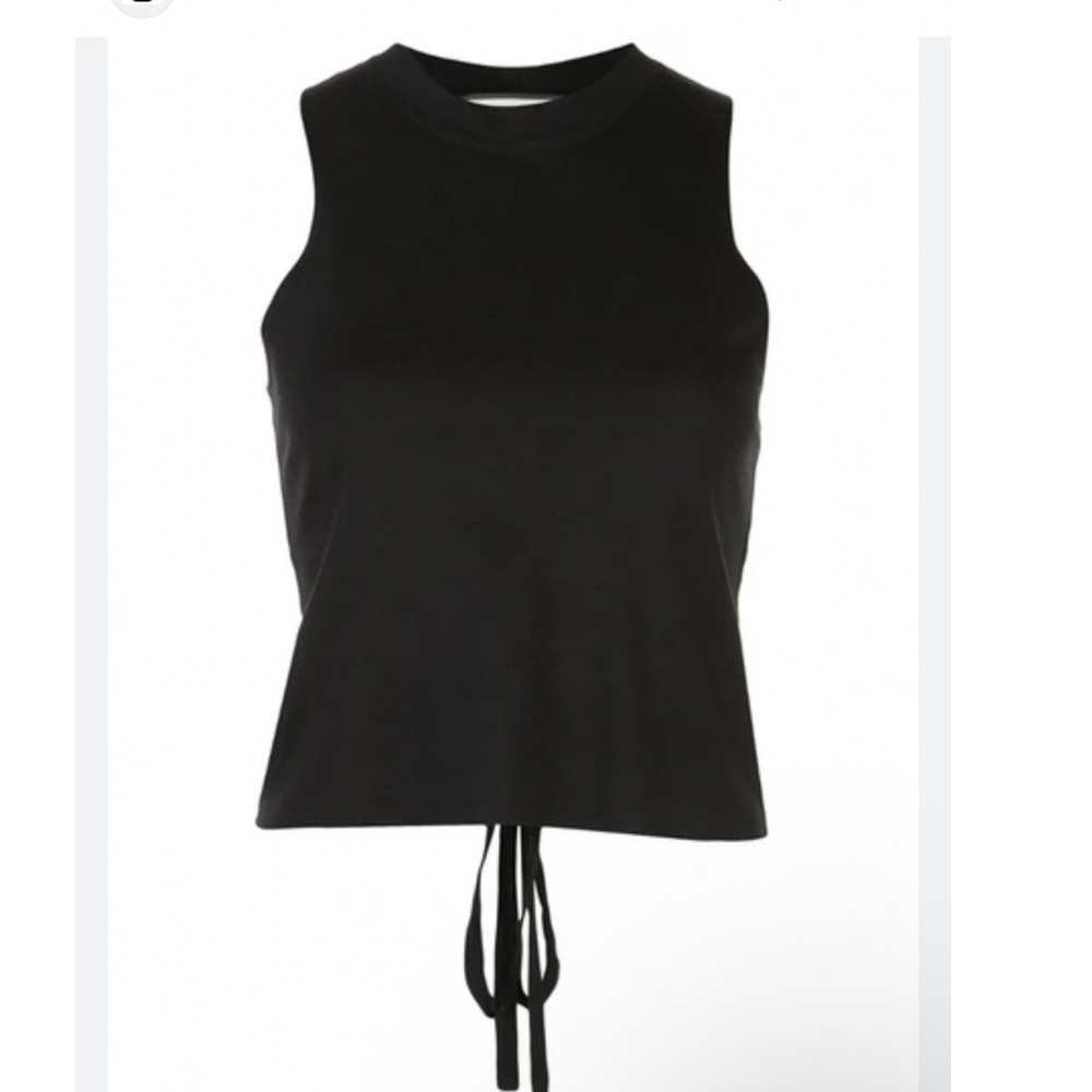 Alexis Teo Ruched Tank Top‎ Black Cotton Silk Sleeveless High Neck Small
